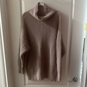 AERIE mauve mock neck knit oversized sweater L